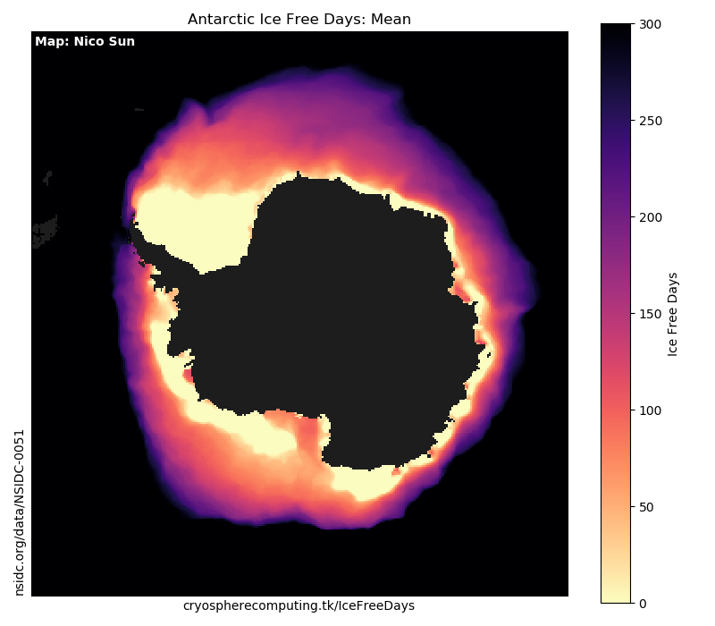Antarctic Ice Free Days Mean