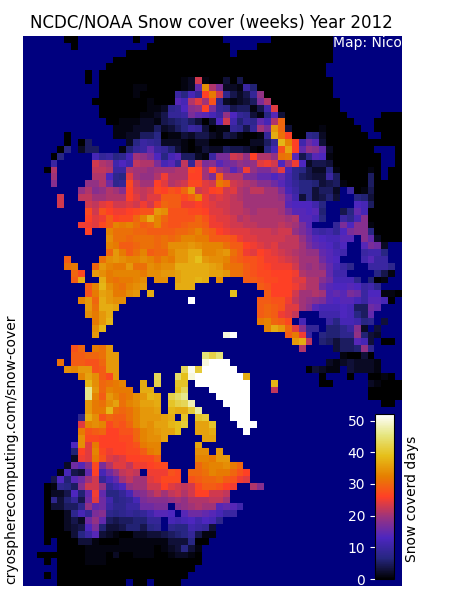 NOAA Snow Covered Days 200km resolution