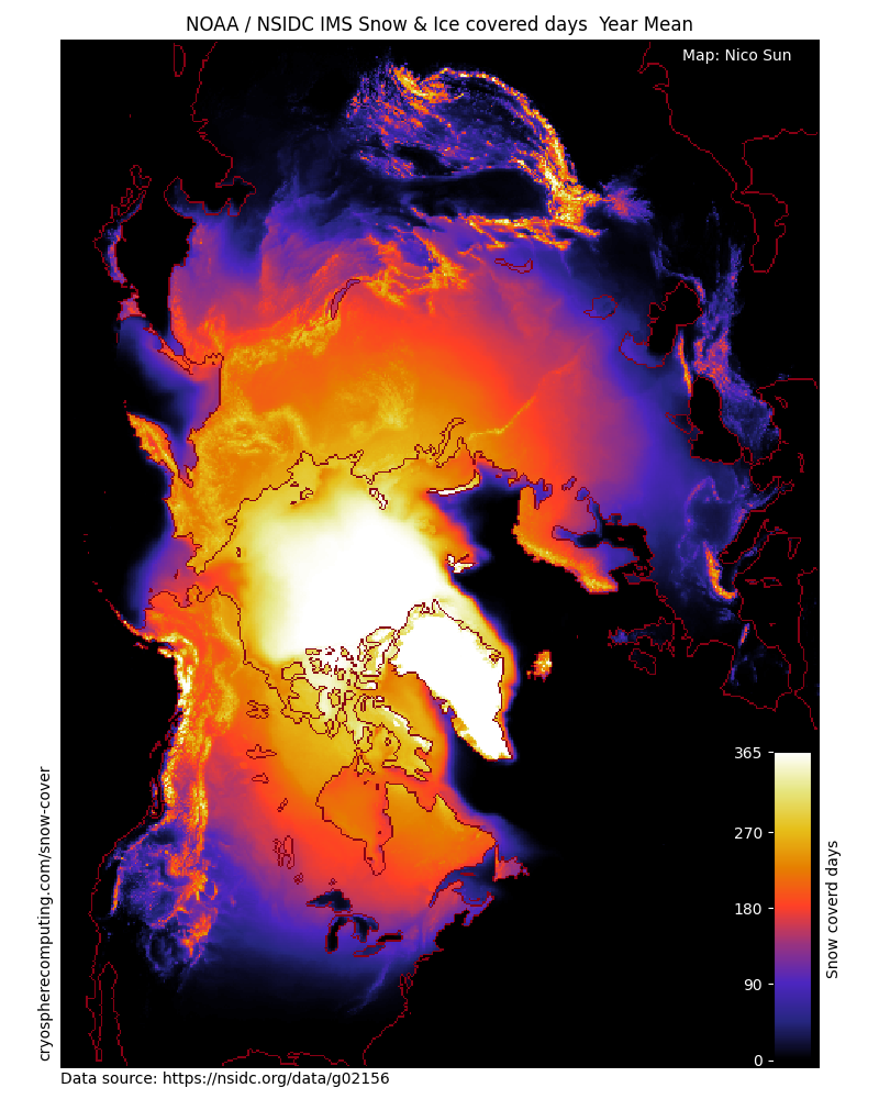 NOAA Snow Covered Days Mean 24km res